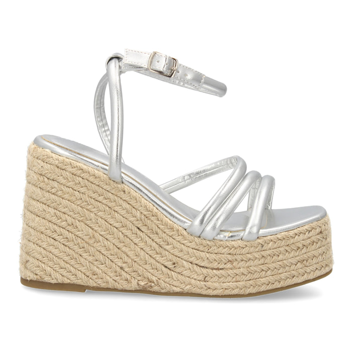 Sandalia de cuña de yute para mujer, diseño comodo y elegante con tiras cruzadas en la pala