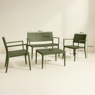 Salon de jardin 4 places en polypropylène vert  PATIO