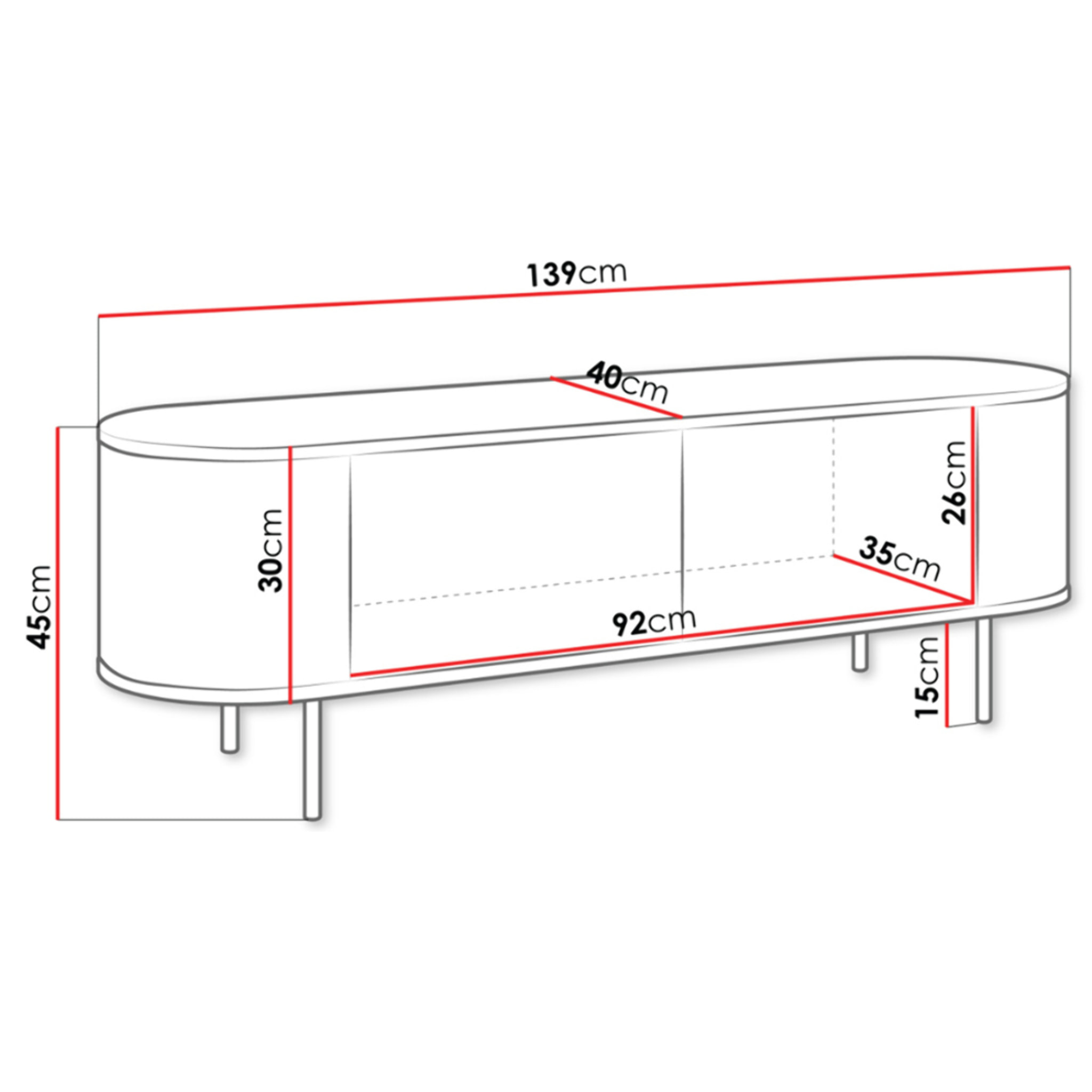 Sansa - meuble tv 139 cm - 2 portes - plateau effet marbre - Bois / Blanc