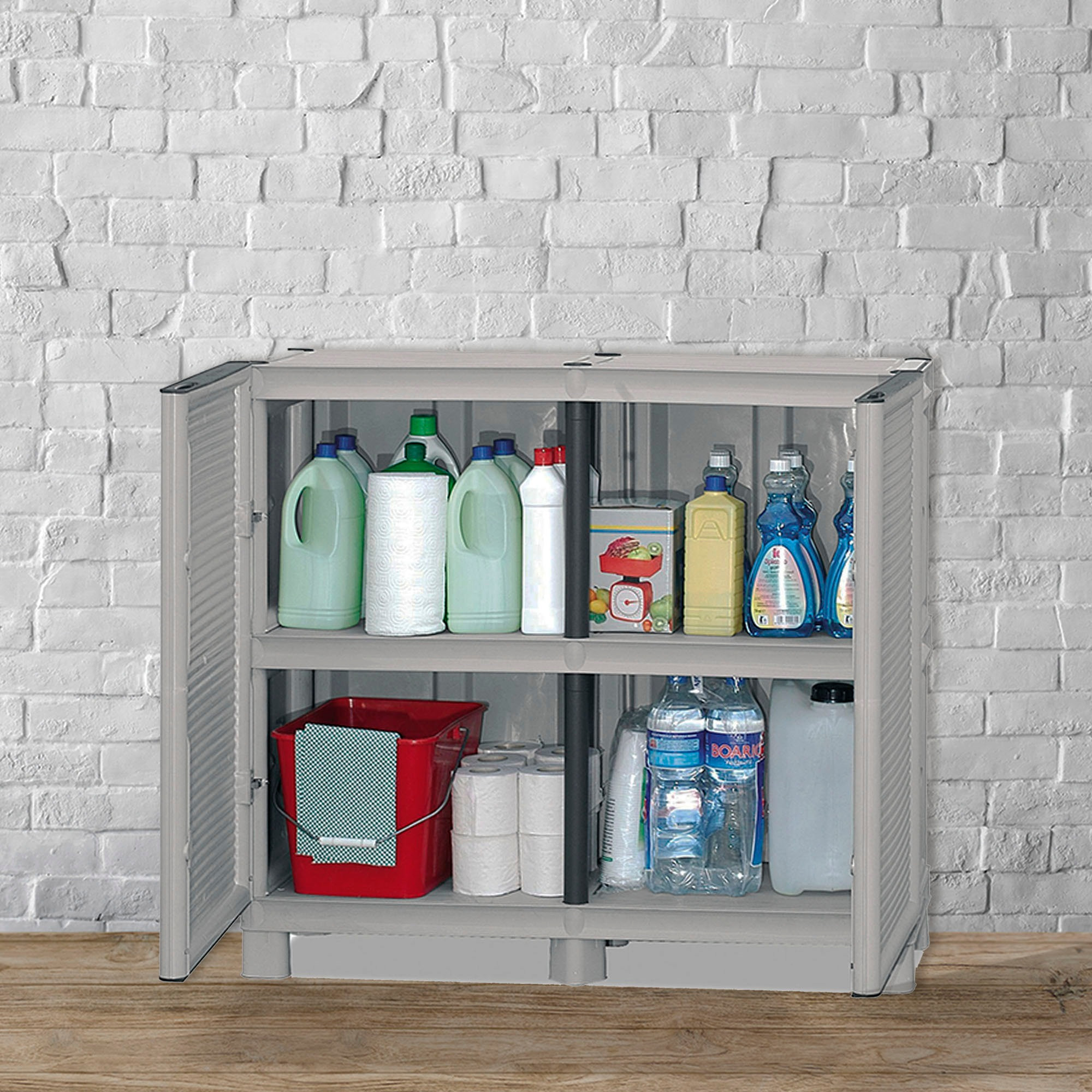 Armario de altura completa en polipropileno, con puertas de color azul l 1000 x p 390 x h 920 mm