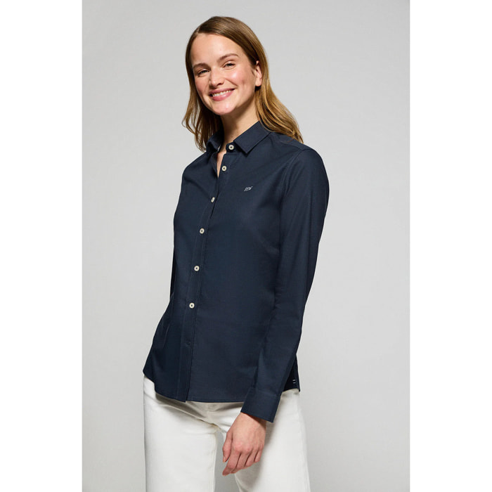 Camicia regular fit blu marino con ricamo Polo Club