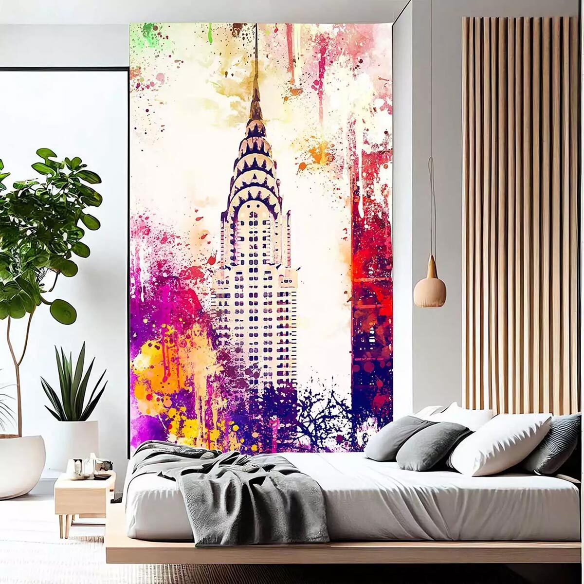 Papier peint graphique chrysler building color Intissé