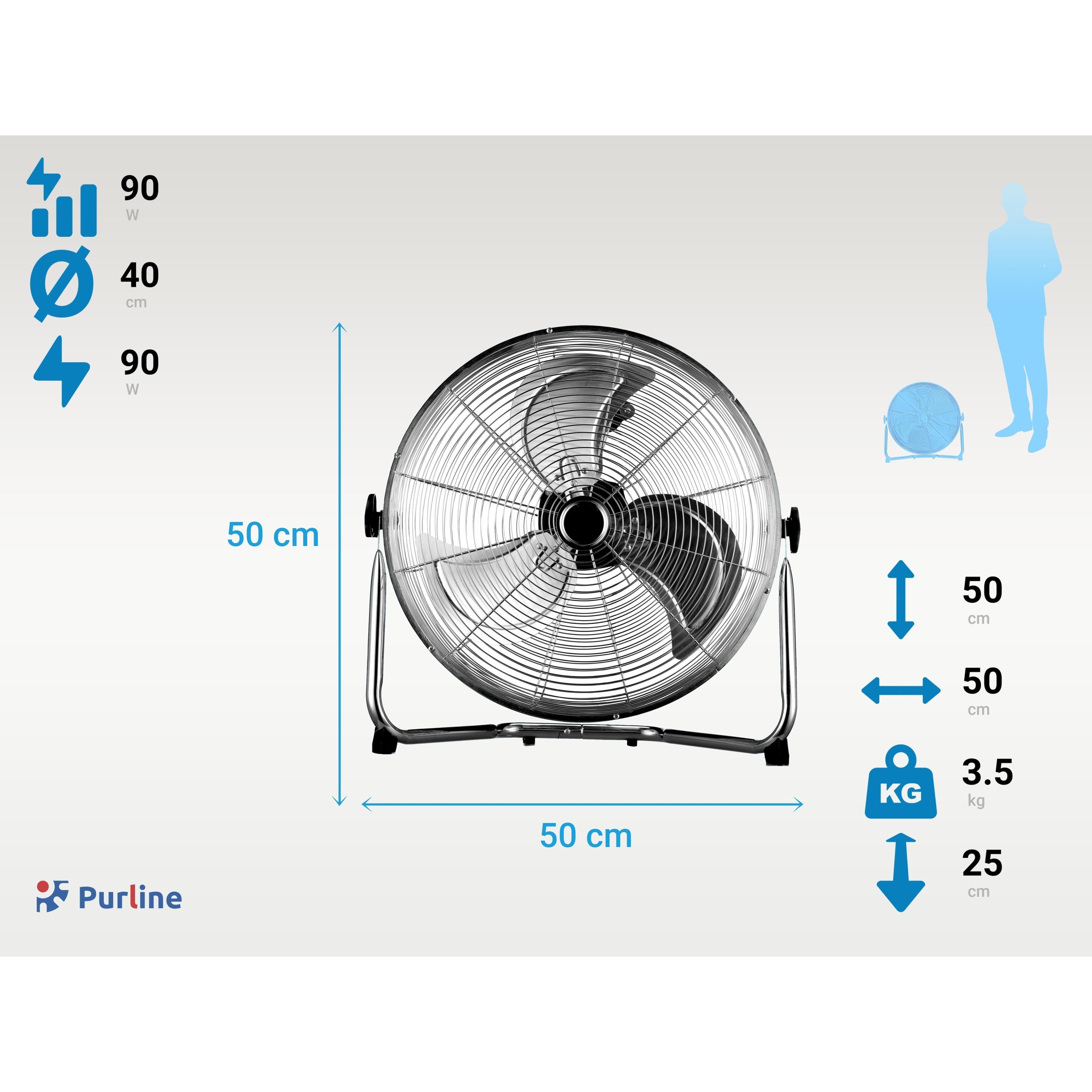 Ventilador industrial 90 W con 3 aspas y 3 velocidades VENTY IND 90 PURLINE