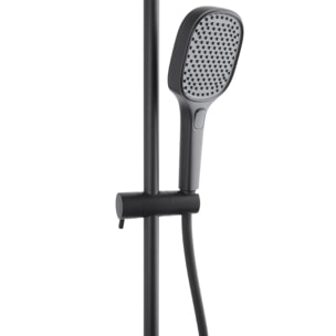 Set de douche avec mitigeur thermostatique + douche de tête + douchette 3 jets, noir mat (SATSSTZC)