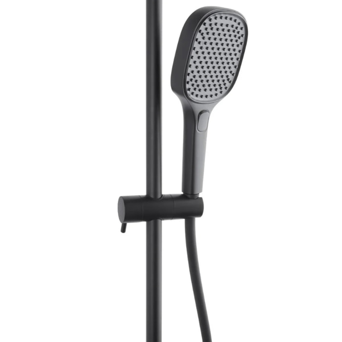 Set de douche avec mitigeur thermostatique + douche de tête + douchette 3 jets, noir mat (SATSSTZC)