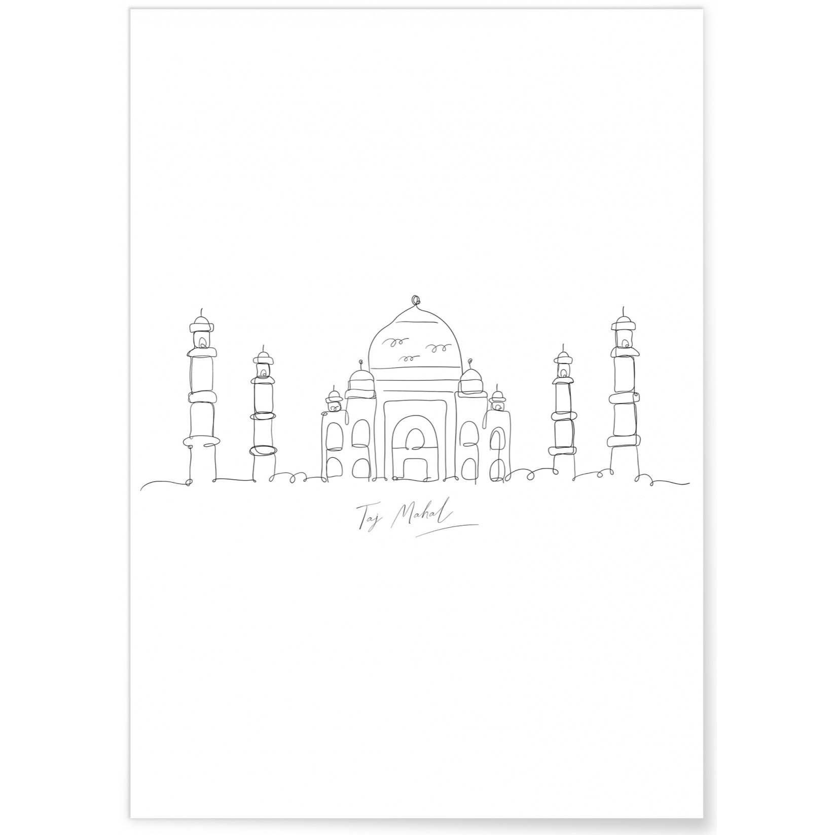 Affiche Line Art Taj Mahal