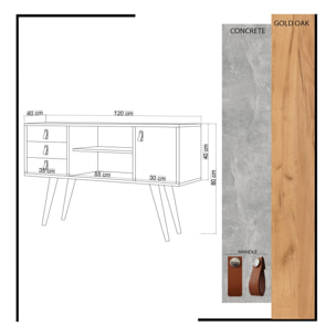 Consola,100% tablero de aglomerado rechapado en melamina, color roble_x000D_
blanco