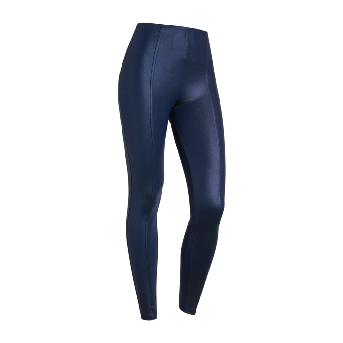 Pantaloni push up WR.UP® vita alta tessuto lucido wet effect