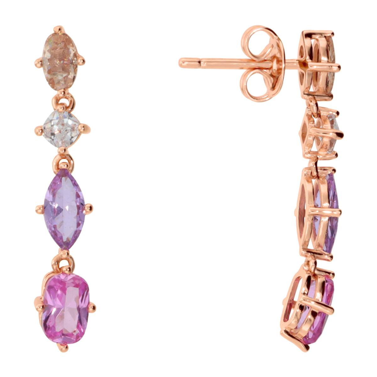 Orecchini Pendenti con Cubic Zirconia Miste Colorate