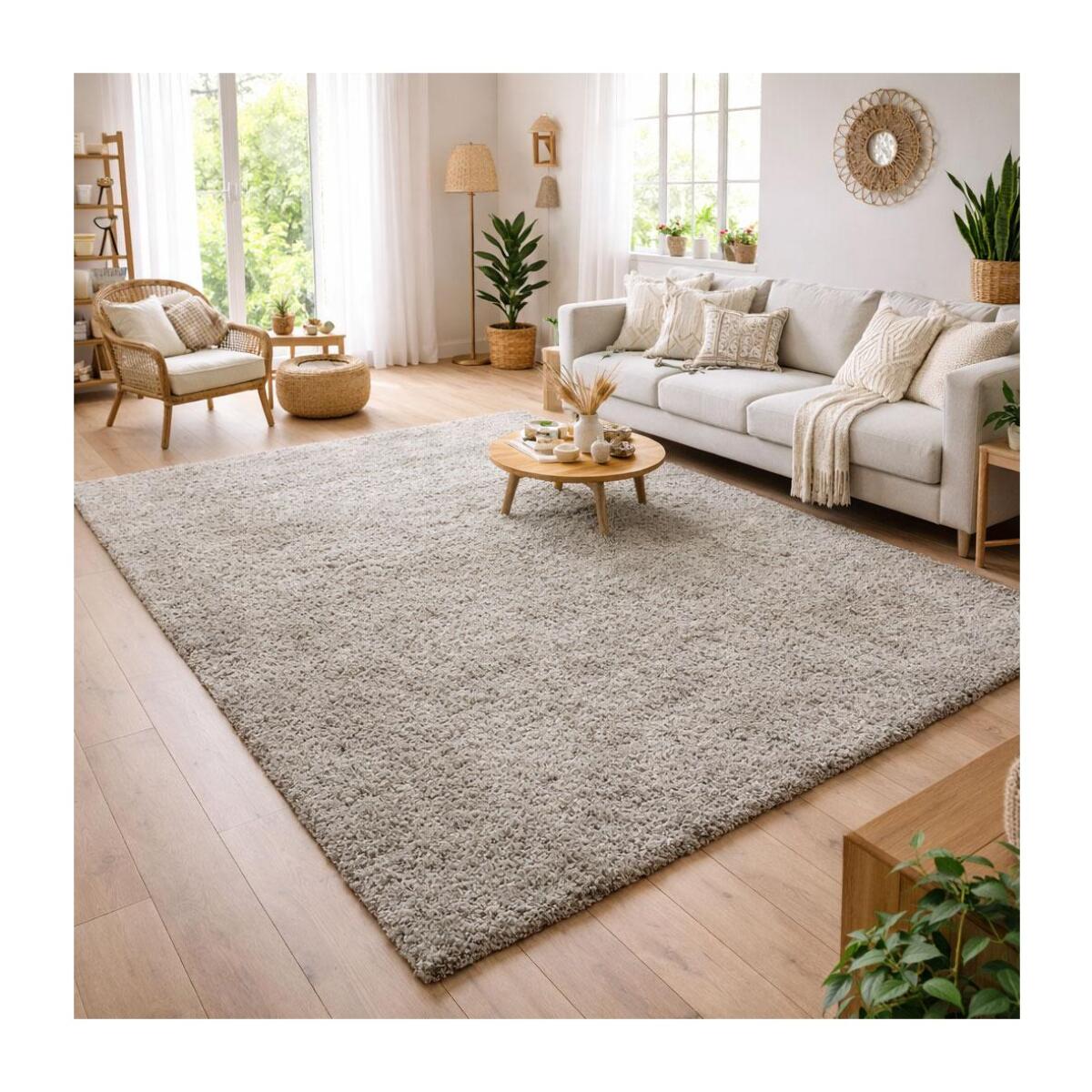 Tapis poils longs shaggy tissé motif uni ZASIVE