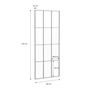 Miroir rectangulaire industriel acier noir - 60 x 140 x 2.5 cm - Terry