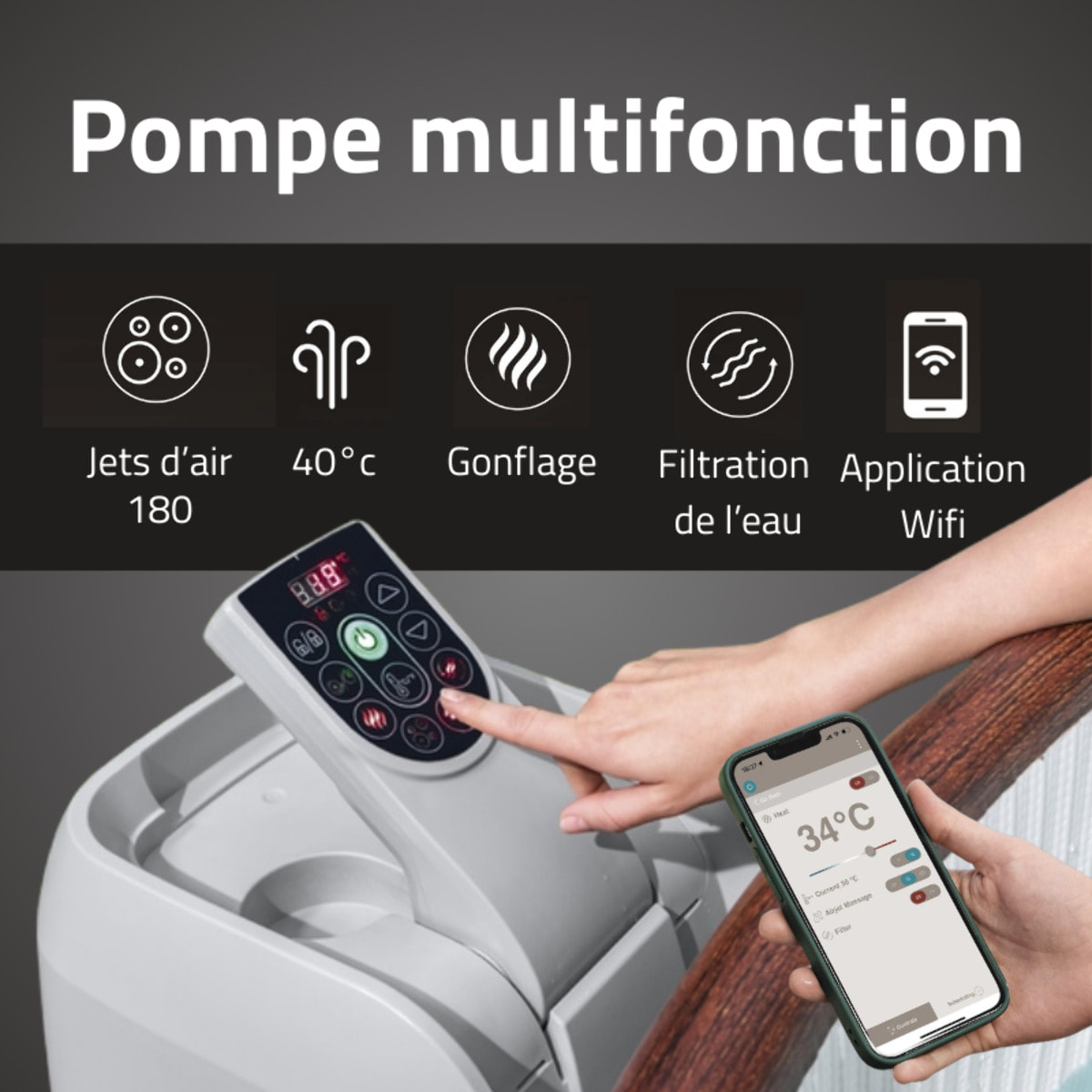 Bestway Spa gonflable rond Lay-Z-Spa Helsinki AirJet avec WiFi 5-7 personnes