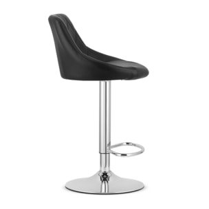 Set di 2 Sgabelli Bar Kast in Ecopelle Nera e Cromo
