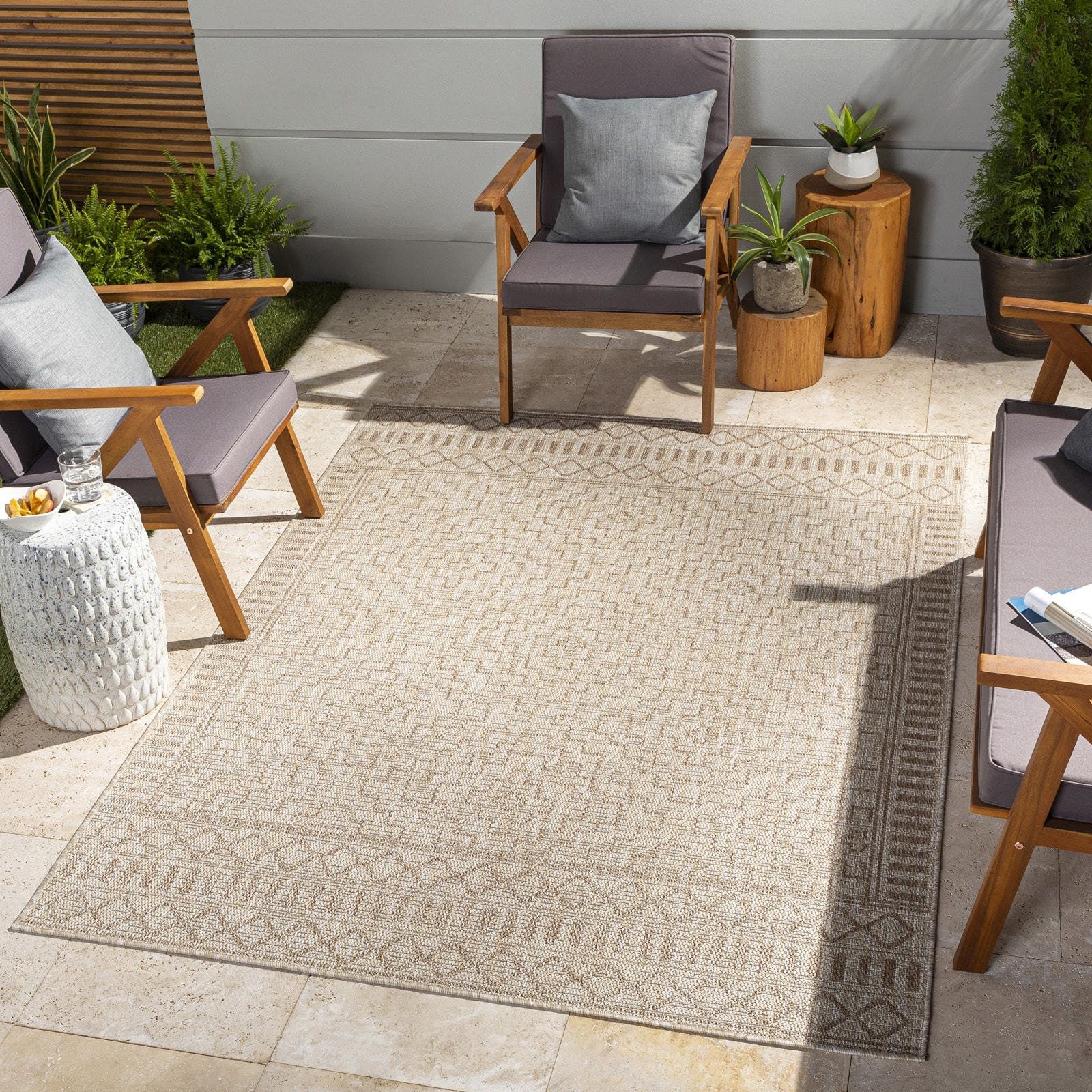 TRICIA Alfombra Exterior/Interior Efecto Yute