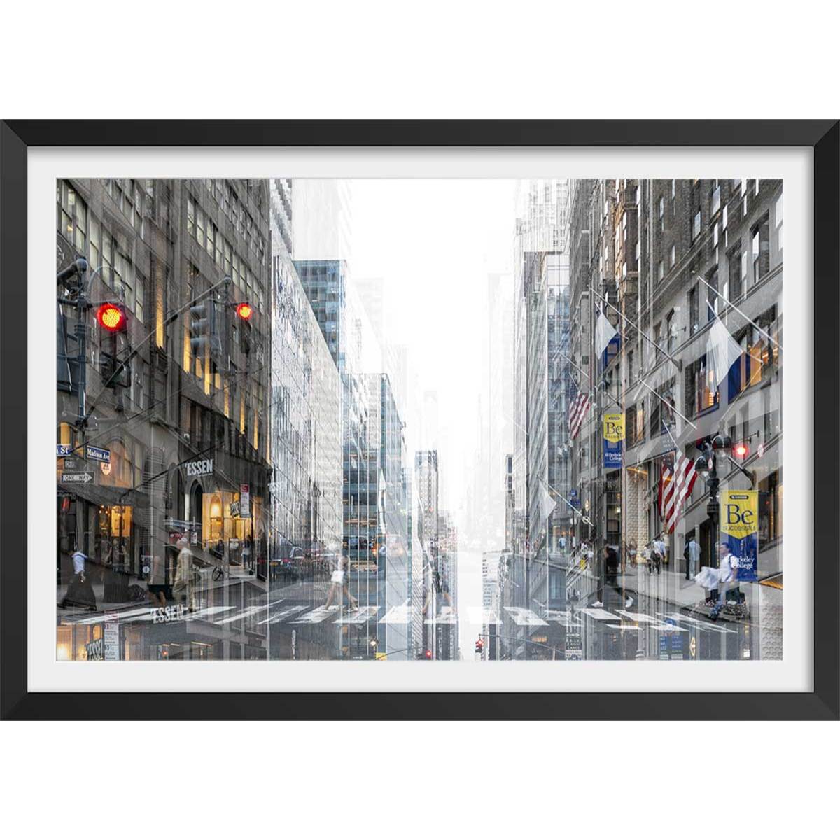 Poster madison square abstraction Affiche + cadre en bois - Noir