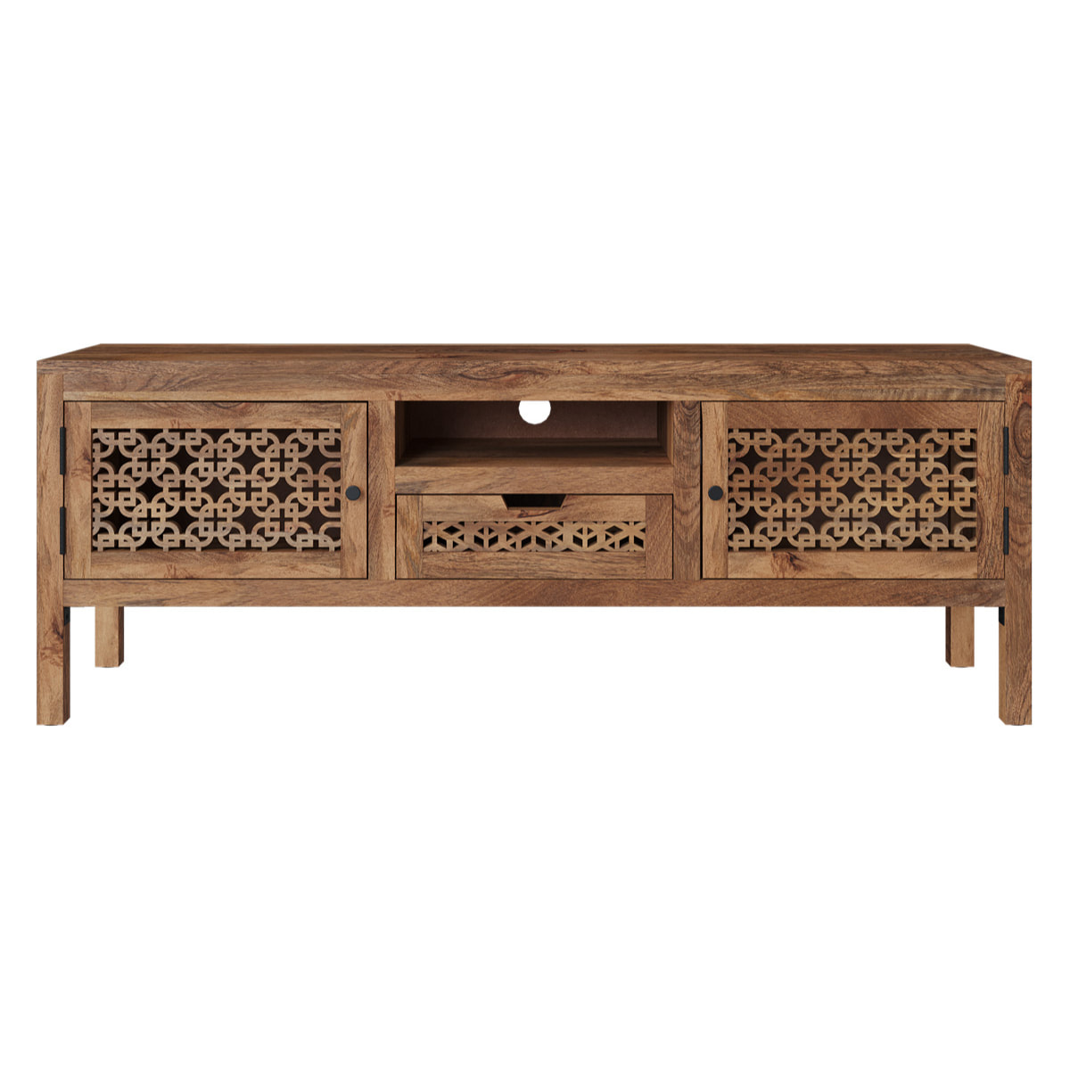 Meuble TV ajouré en bois de manguier 150 cm - Jaya
