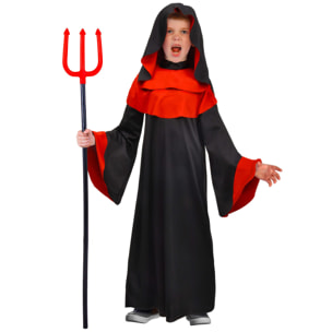 Costume Halloween Adepto Del Diavolo Rosso E Nero Bambino