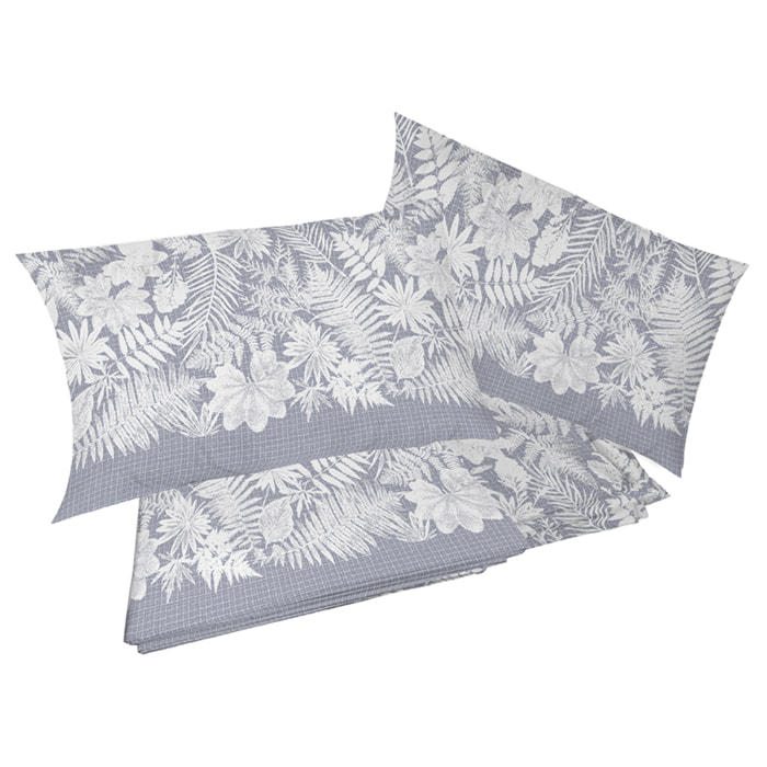 Completo letto in flanella clorofilla grigio flanella 100% cotone