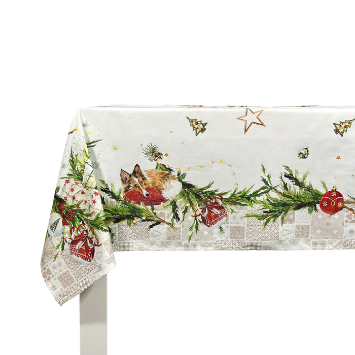 MANTEL DE NAVIDAD PUPPIES 150x250 cm