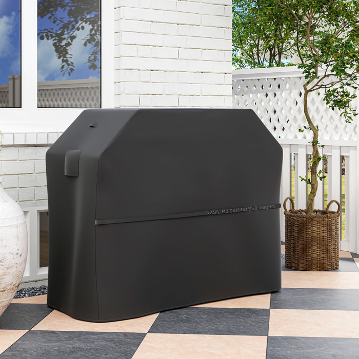 Funda para Barbacoa Exterior Impermeable Funda Protectora para BBQ de Tela Oxford 600D Anti-Viento Anti-Polvo Anti-Humedad Anti-UV Cubierta de Barbacoa con Cierres de Velcro 147x61x122 cm