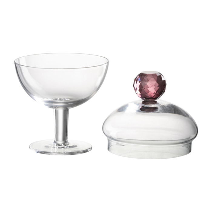 J-Line pot conservation Diamond Cristal - verre - transparent/rose - small