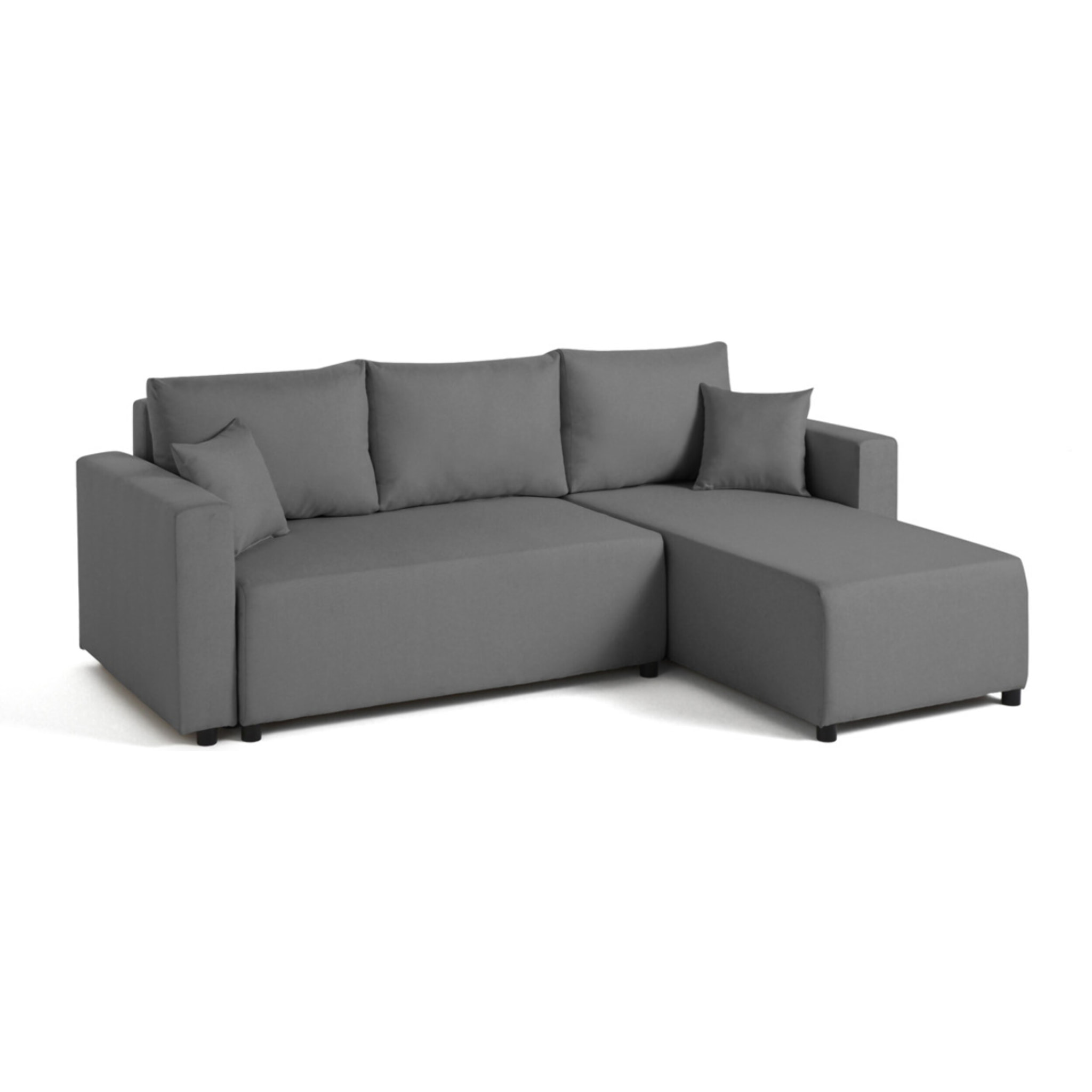 Regala - canapé d'angle réversible - 4 places - convertible avec coffre - en tissu - Gris