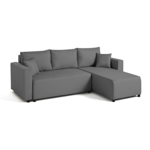 Regala - canapé d'angle réversible - 4 places - convertible avec coffre - en tissu - Gris