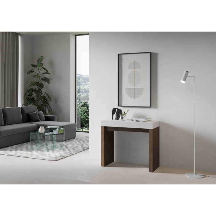 Console Roxell cm.90x42 (extensible à 300) dessus Frêne Blanc structure Noyer