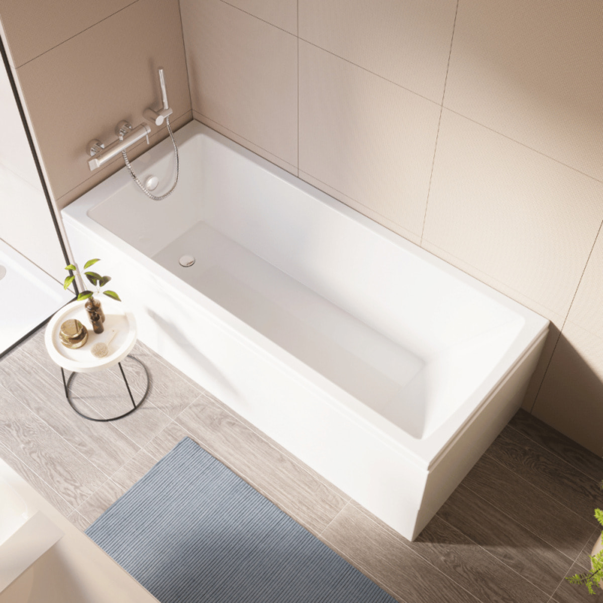 Baignoire rectangulaire Neon 170x75cm + Pare bain gauche AURYS Mist 1 chromé profilé gauche