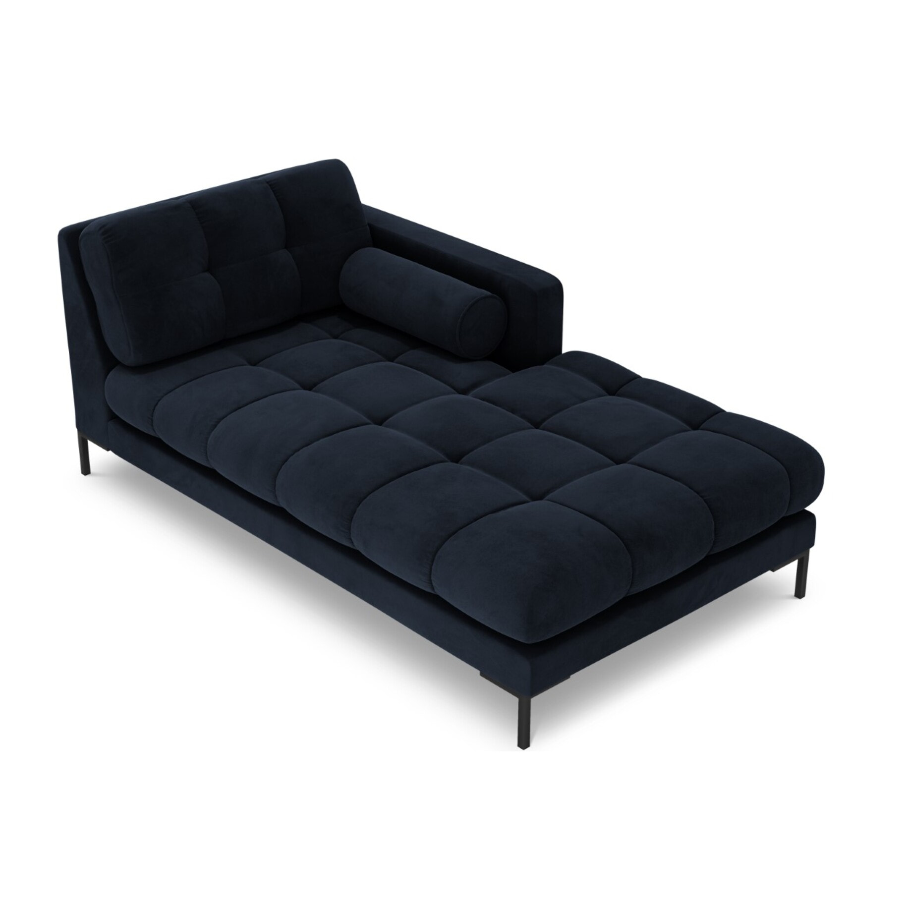 Méridienne droite "Bali" en velours bleu foncé