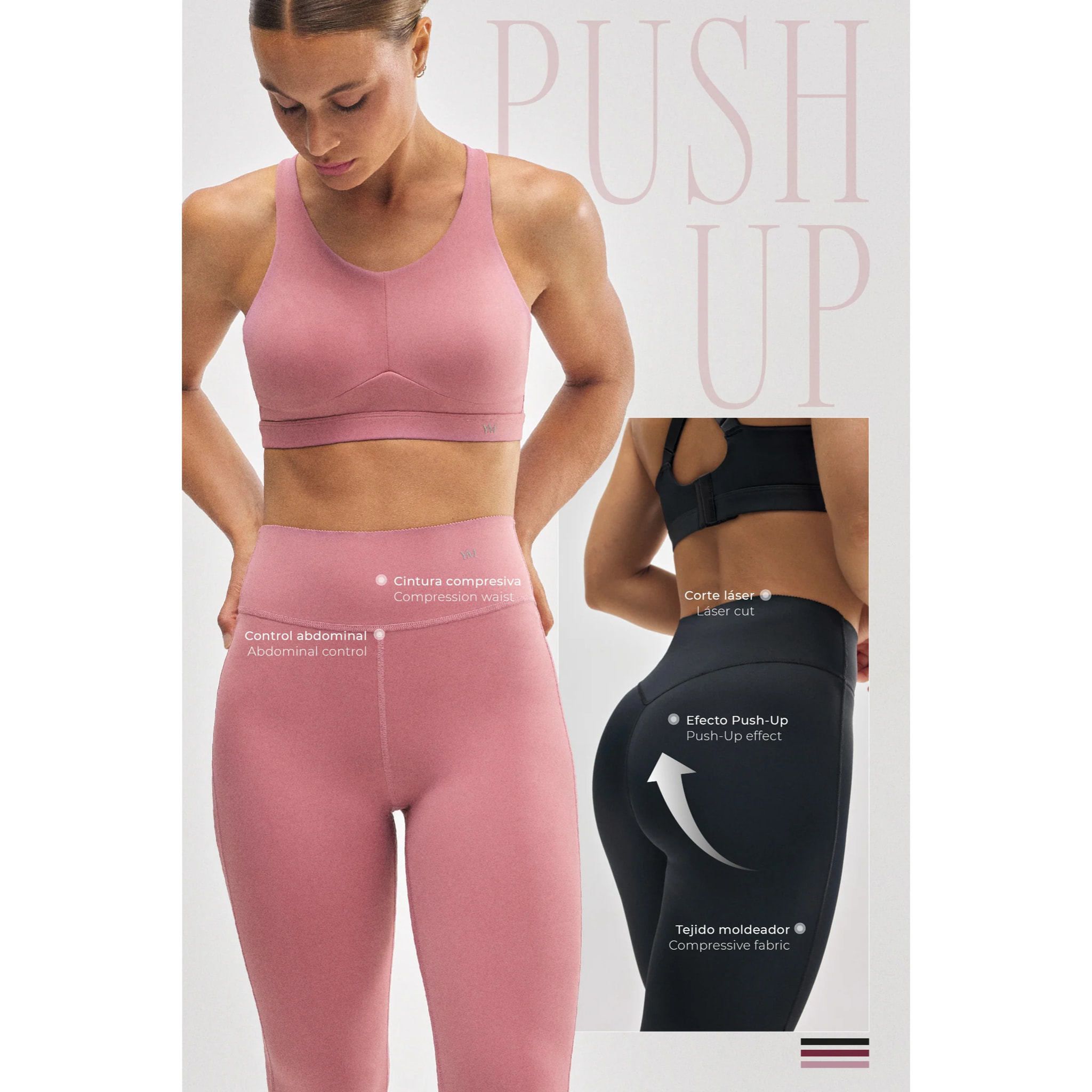 Leggings sportivi rosa effetto pancia piatta