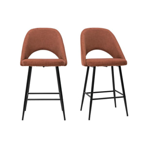 Tabourets de bar en tissu effet velours texturé terre brûlée H65 cm (lot de 2) COSETTE