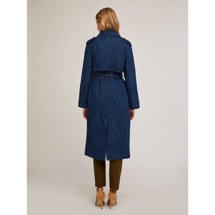 Motivi - Trench in denim misto lino - Blu