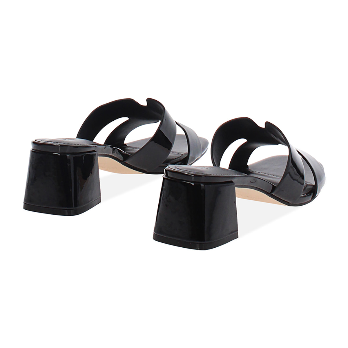Mules punta abierta negras tacón 5,5 cm