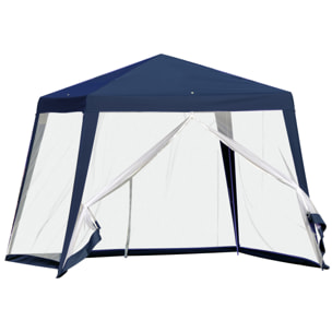 Outsunny Carpa de Jardín 3x3 m con 4 Paredes Laterales Mosquitera Exterior Azul