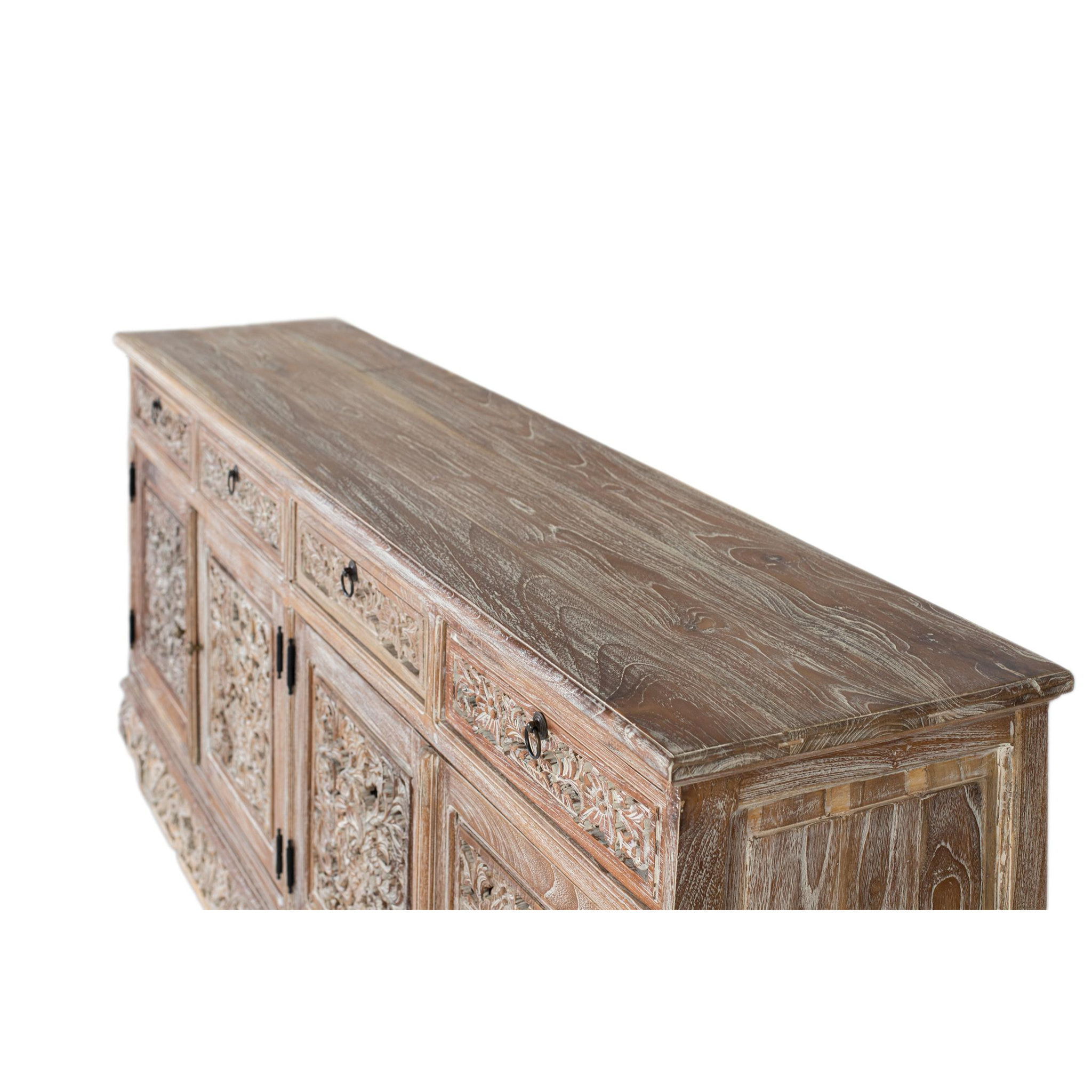 Aparador de Madera de Teca Estilo Boho Tallado