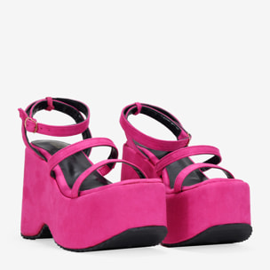 Sandalias de cuña y plataforma rosa