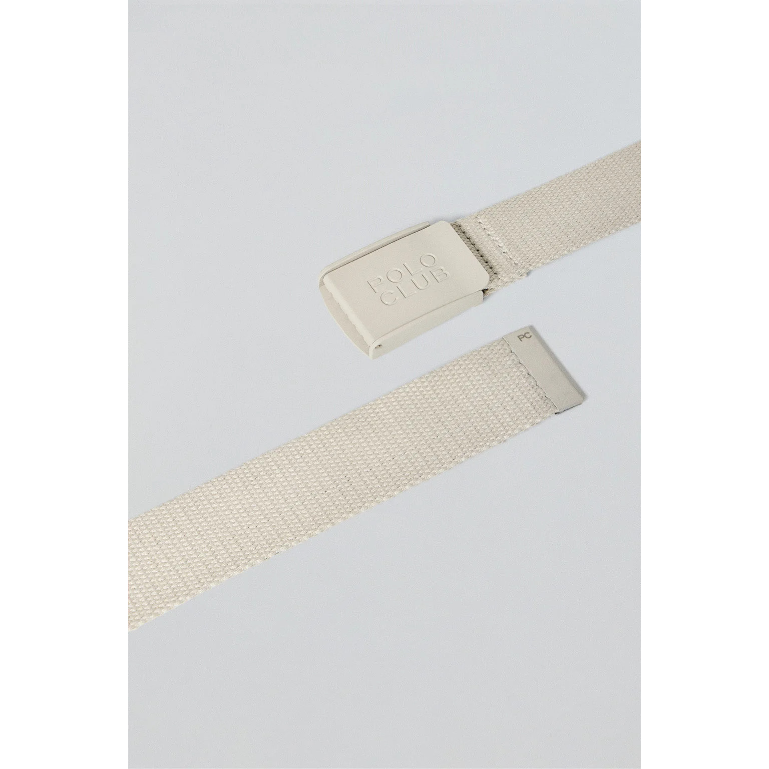 Cintura Brahim in tela beige con fibbia logo