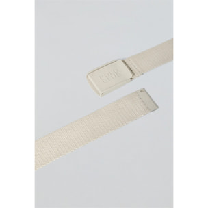 Cintura Brahim in tela beige con fibbia logo