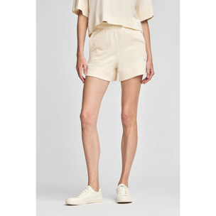 Pantaloncini in cotone ecrù con logo ricamato