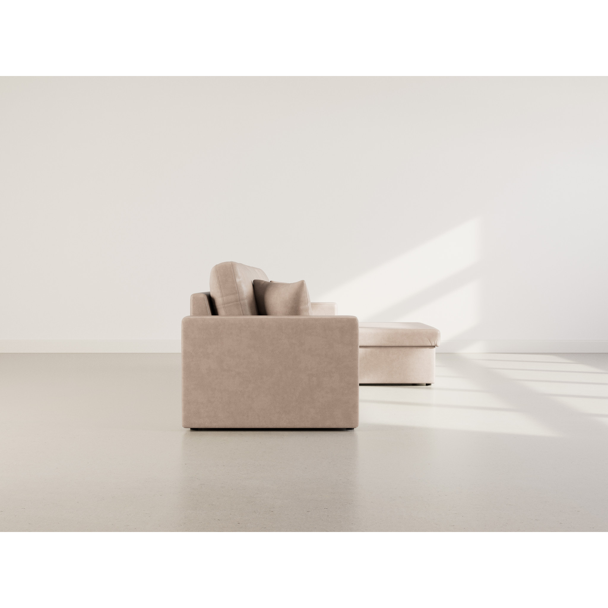 Cyrus - Canapé d'angle réversible 4 places - convertible avec coffre - en simili - Beige