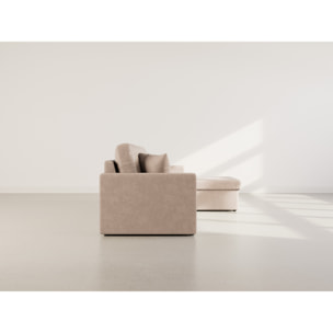 Cyrus - Canapé d'angle réversible 4 places - convertible avec coffre - en simili - Beige