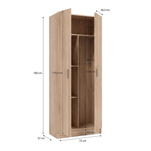 Armario de 2 puertas en roble canadian 73x180 cm Multi Useful 73 Roble