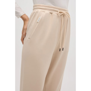 Pantaloni jogger fluidi color avorio