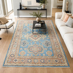 Tapis salon géométrique, laine naturelle, noué à la main, IREDITO