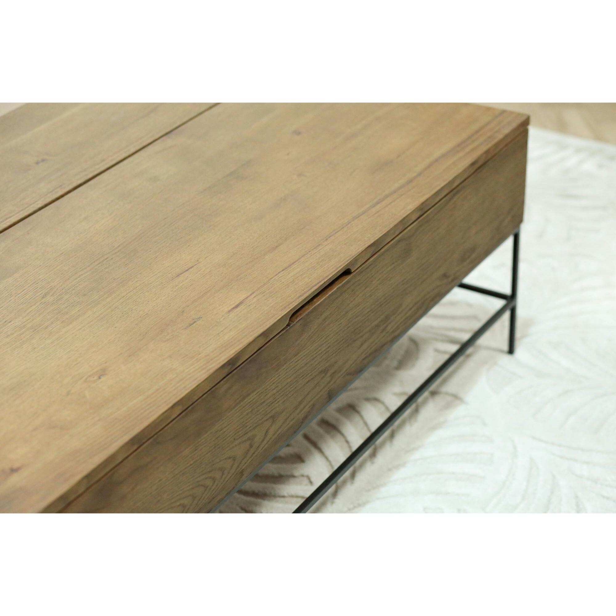 Table basse relevable chêne massif HUDSON