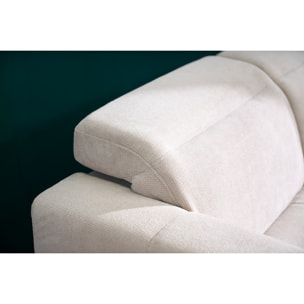 Canapé d'angle droit 3 places avec têtières ajustables en tissu chenille beige et métal NORELL