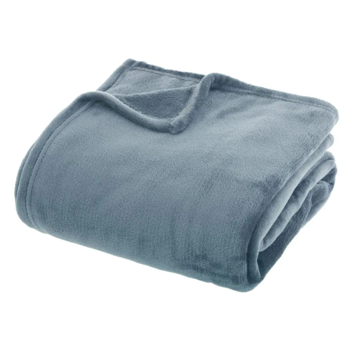 Plaid "Ollis" flanelle bleu orage 180x230cm