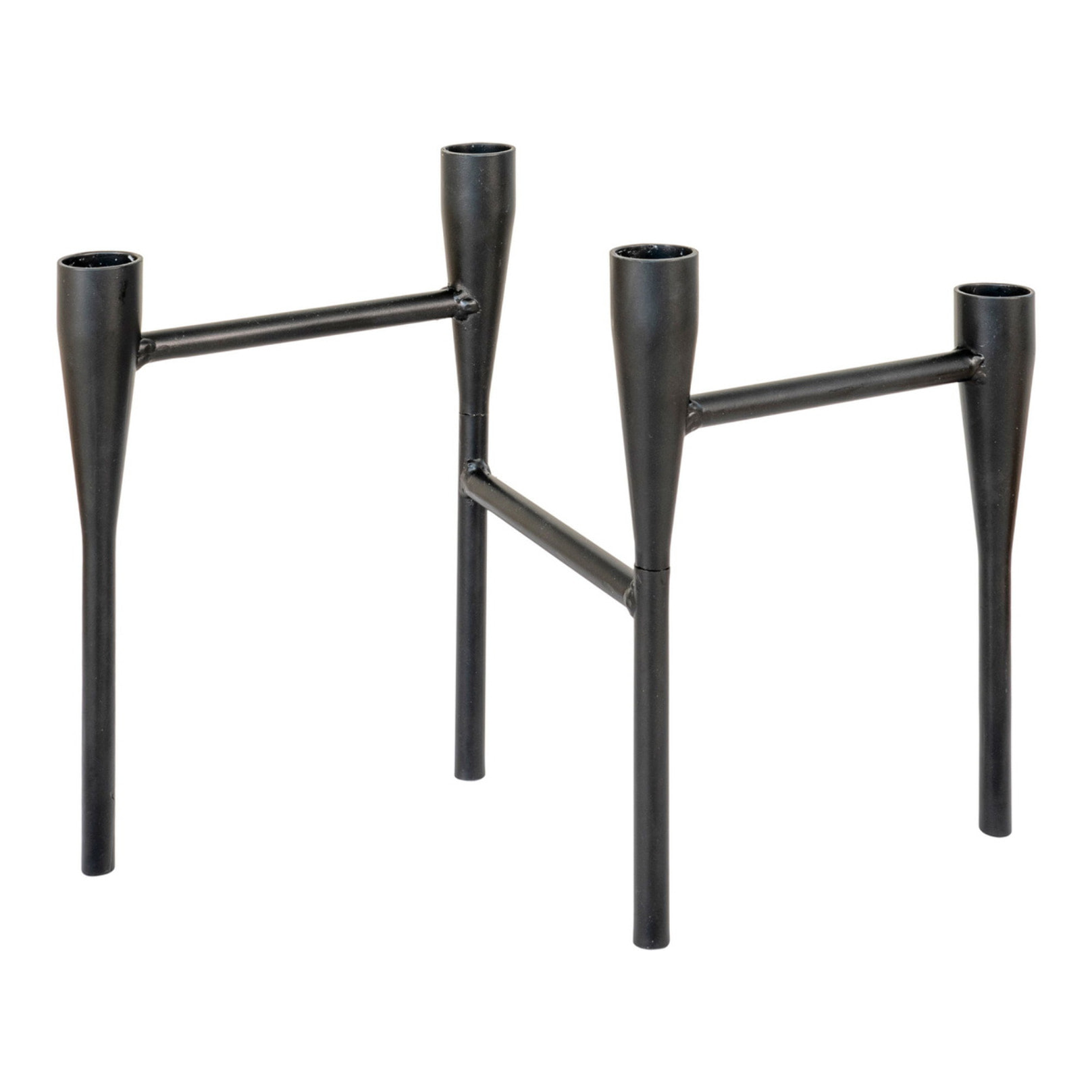 Portacandele in acciaio nero a quattro bracci 5x28x21 cm
