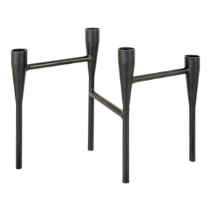 Portacandele in acciaio nero a quattro bracci 5x28x21 cm